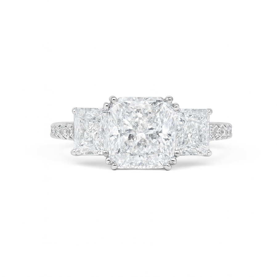 TRIO CUSHION ENGAGEMENT RING