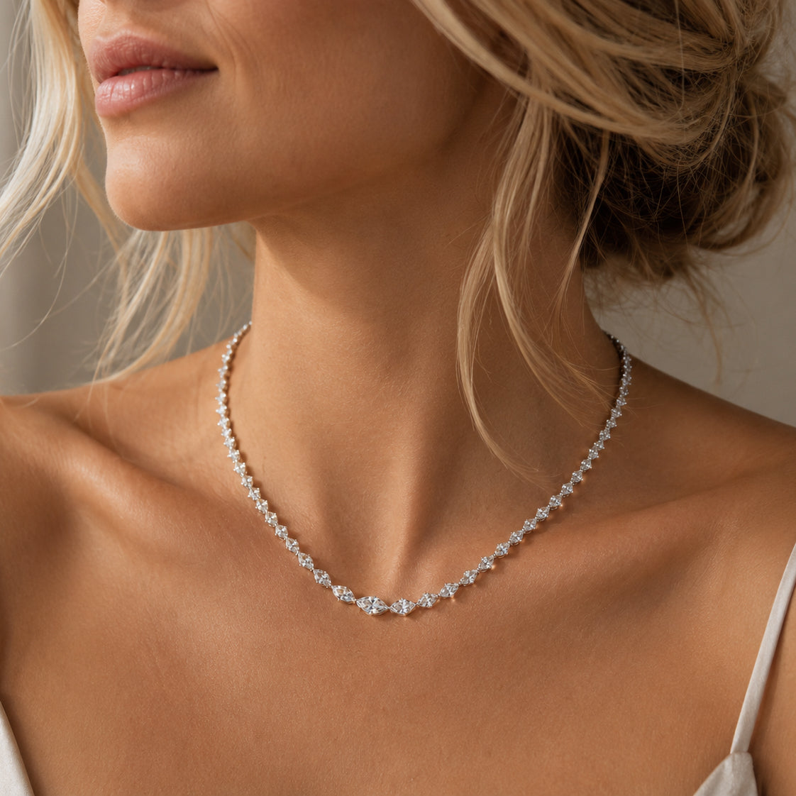 Sleeping Marquise Tennis Necklace