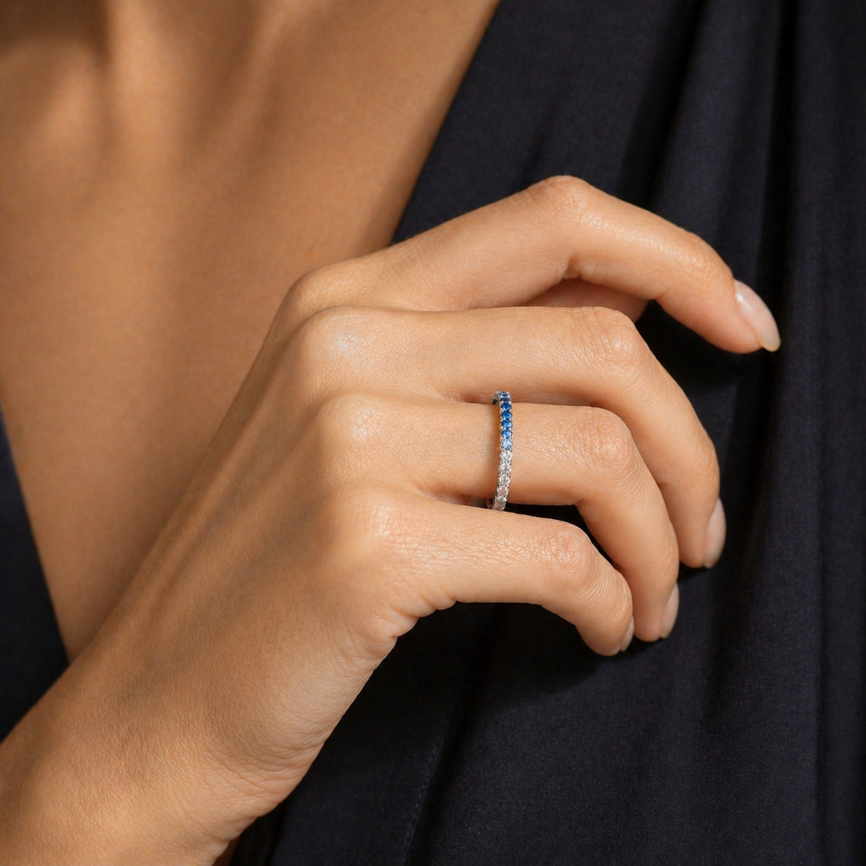 UNDECIDED PETIT BLUE ETERNITY RING