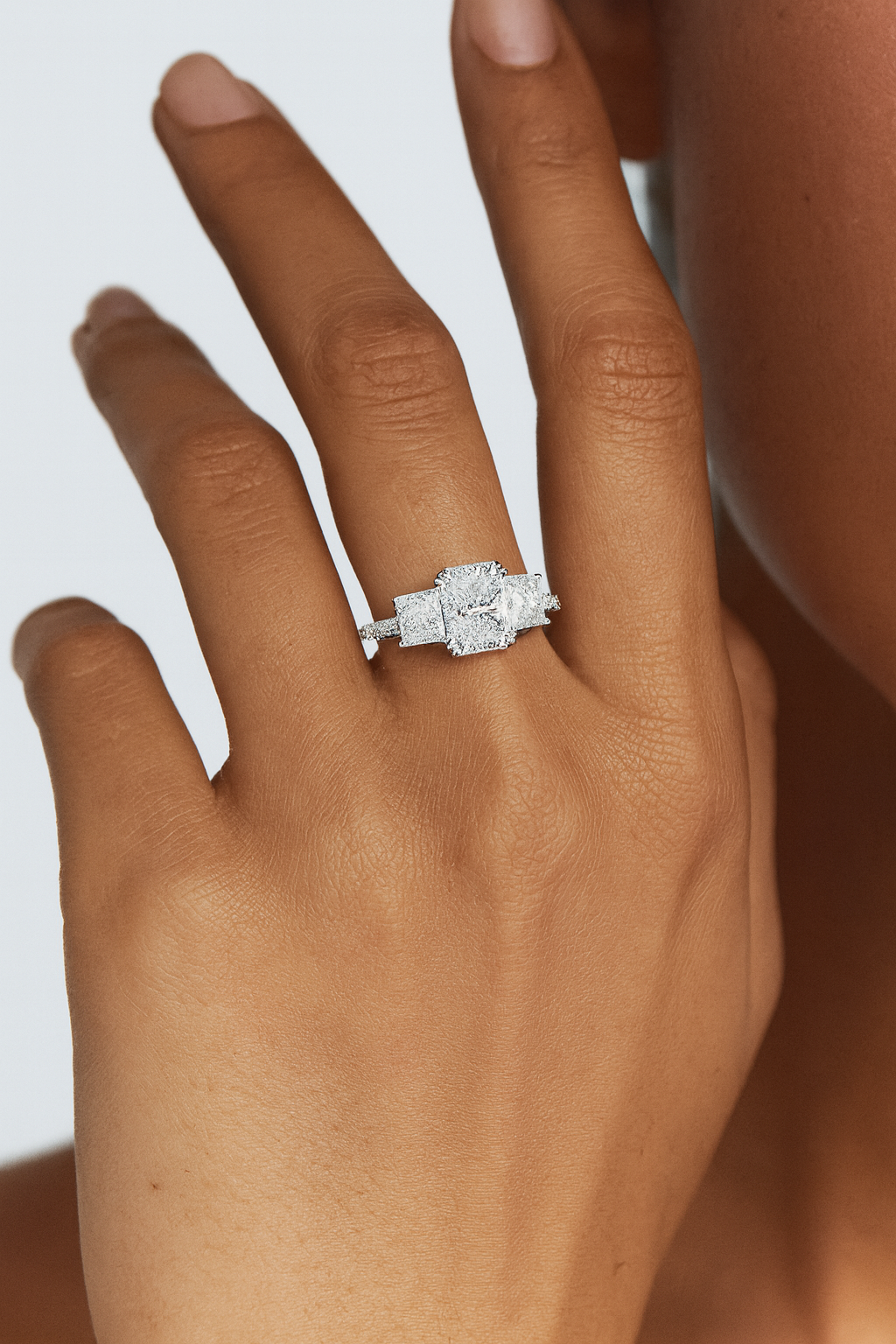 TRIO CUSHION ENGAGEMENT RING