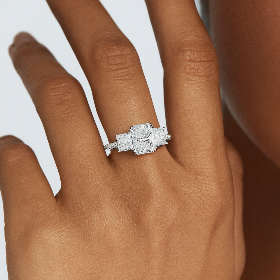 TRIO CUSHION ENGAGEMENT RING