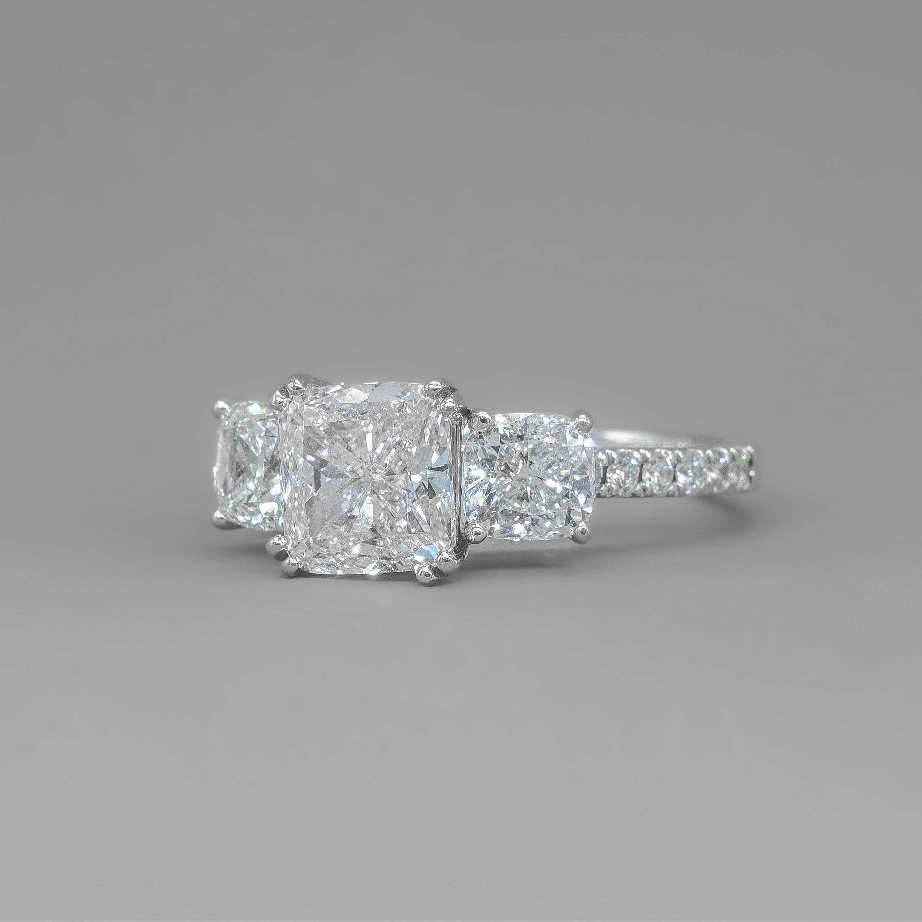 TRIO CUSHION ENGAGEMENT RING