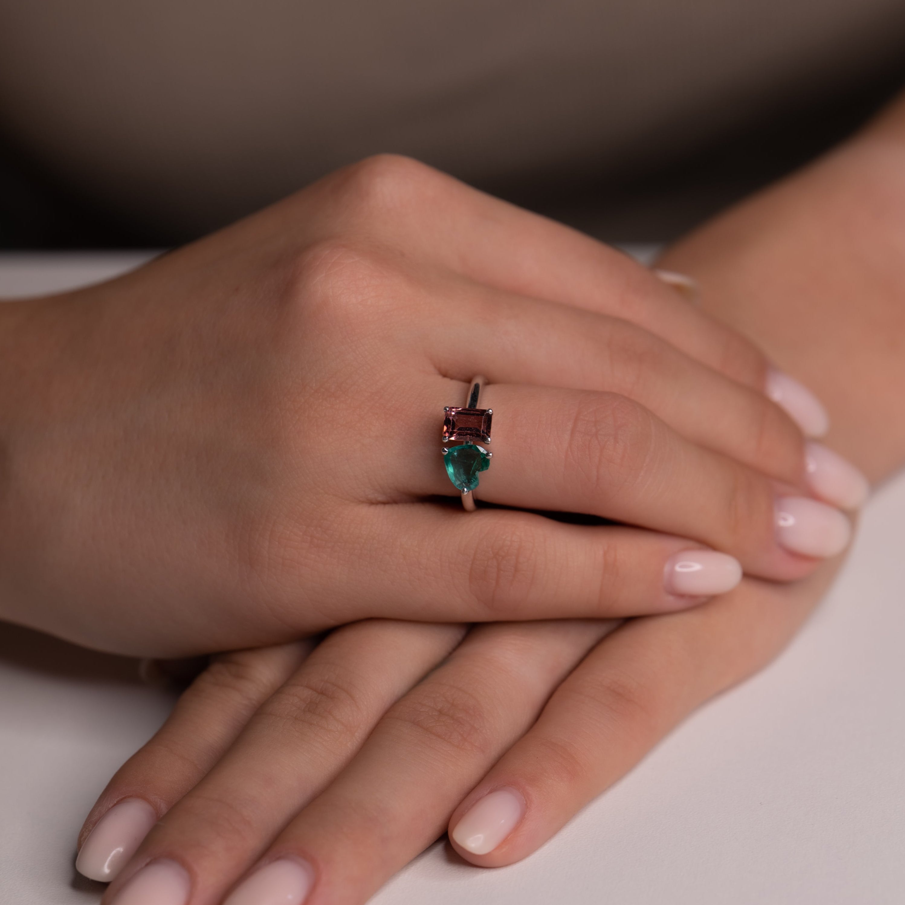 SAPHIRE & HEART RING