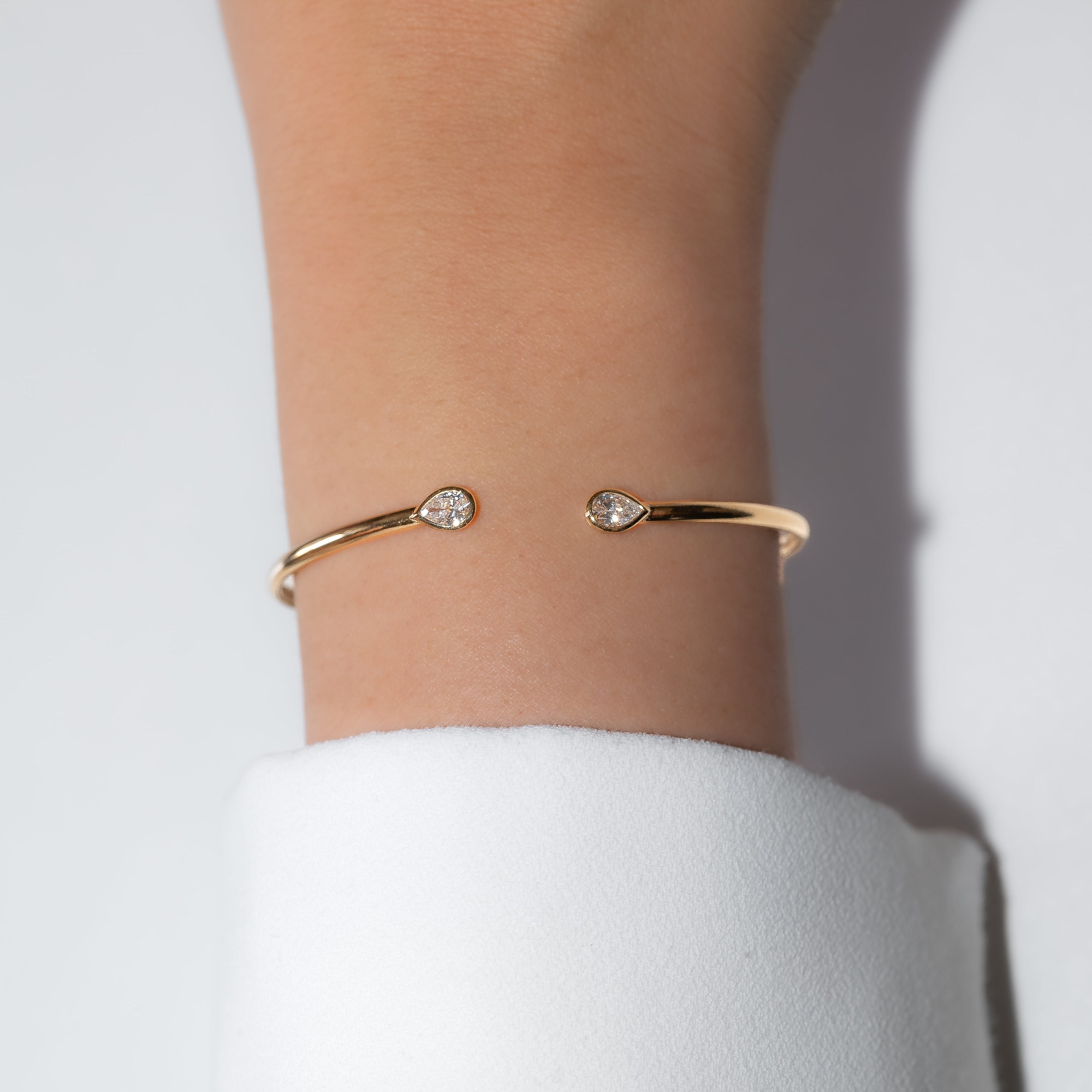 Pear Bezel Bangle Bracelet