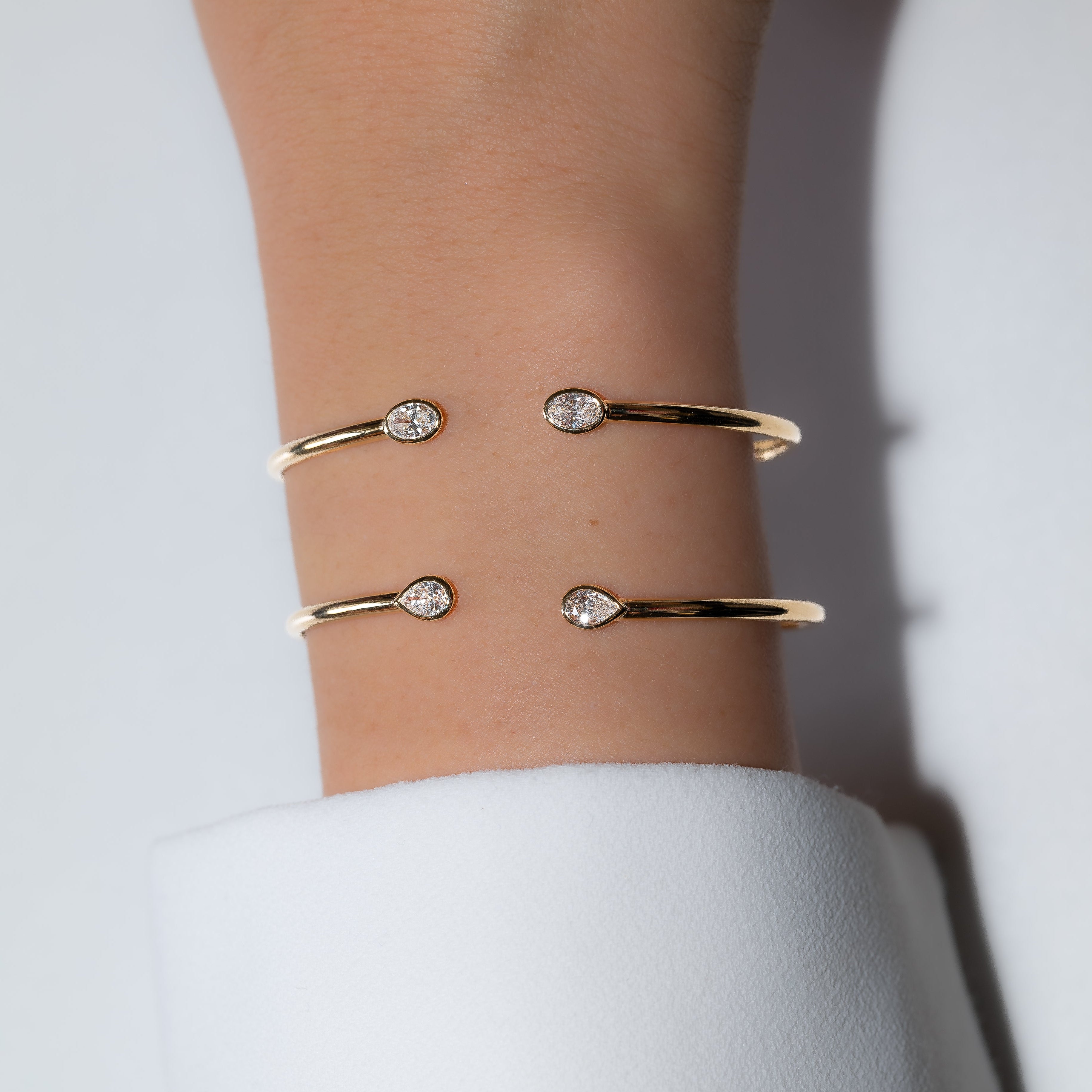 Pear Bezel Bangle Bracelet