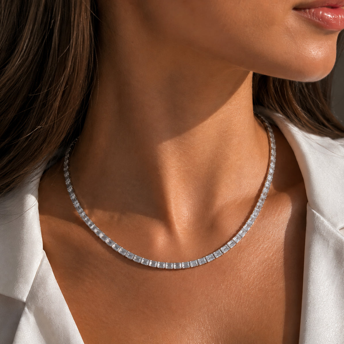 Sleeping Emerald Tennis Necklace